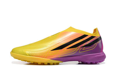 Adidas F50 Pro Laceless TF Artificial Turf Soccer Shoes - Yellow/Solar Yellow/Lucid Fuchsia