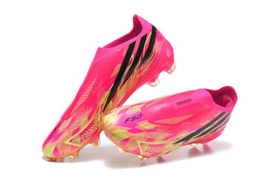 Adidas F50 Hyperfast Elite Laceless FG Firm Ground Soccer Cleats - Pink/Lucid Pink/Solar Yellow