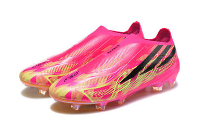 Adidas F50 Hyperfast Elite Laceless FG Firm Ground Soccer Cleats - Pink/Lucid Pink/Solar Yellow