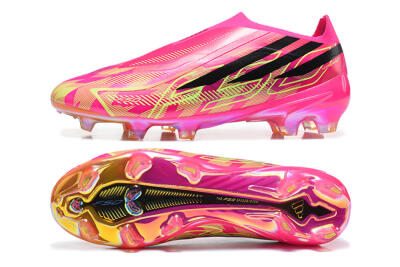 Adidas F50 Hyperfast Elite Laceless FG Firm Ground Soccer Cleats - Pink/Lucid Pink/Solar Yellow