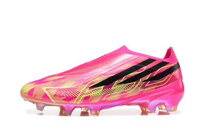 Adidas F50 Hyperfast Elite Laceless FG Firm Ground Soccer Cleats - Pink/Lucid Pink/Solar Yellow