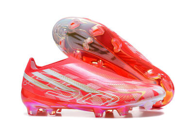 Adidas F50 Hyperfast Elite Laceless FG Firm Ground Soccer Cleats - Red/Solar Red/Metallic Gold