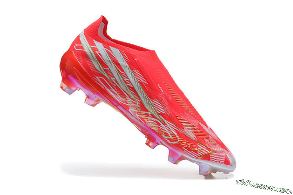 Adidas F50 Hyperfast Elite Laceless FG Firm Ground Soccer Cleats - Red/Solar Red/Metallic Gold 7