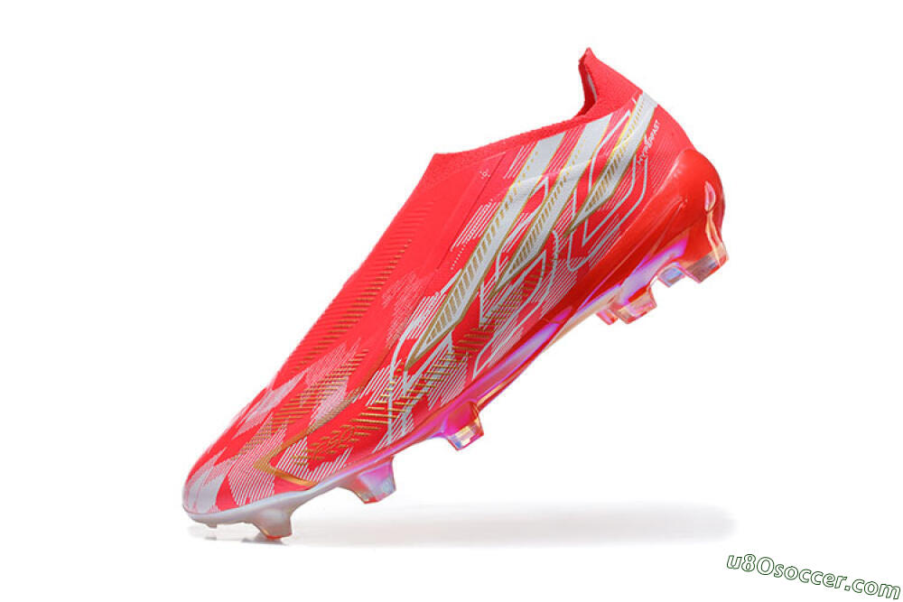 Adidas F50 Hyperfast Elite Laceless FG Firm Ground Soccer Cleats - Red/Solar Red/Metallic Gold 8