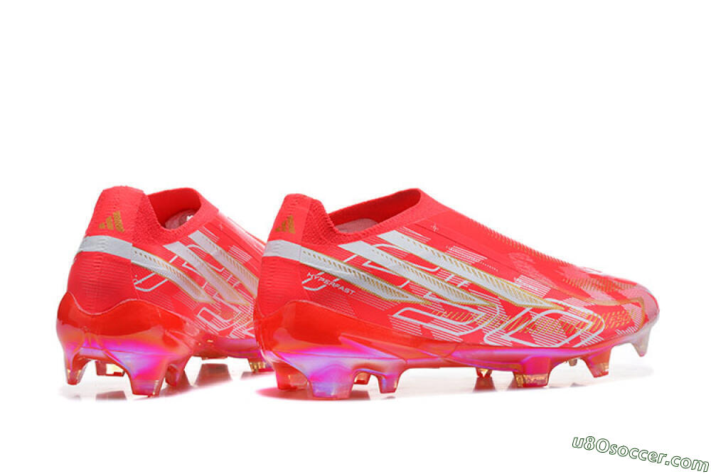 Adidas F50 Hyperfast Elite Laceless FG Firm Ground Soccer Cleats - Red/Solar Red/Metallic Gold 9