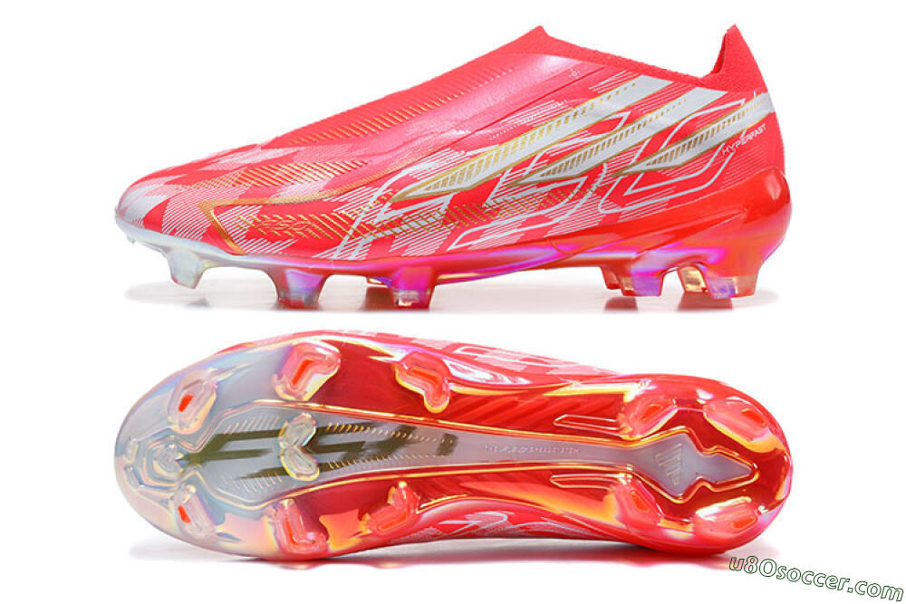 Adidas F50 Hyperfast Elite Laceless FG Firm Ground Soccer Cleats - Red/Solar Red/Metallic Gold 0