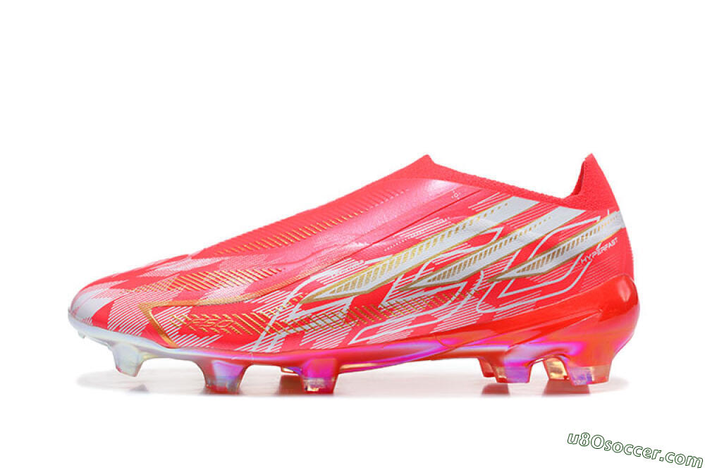 Adidas F50 Hyperfast Elite Laceless FG Firm Ground Soccer Cleats - Red/Solar Red/Metallic Gold 2