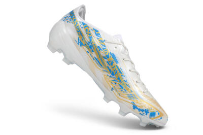Adidas F50 Elite FG Firm Ground Soccer Cleats - White/Lucid Blue/Solar Gold