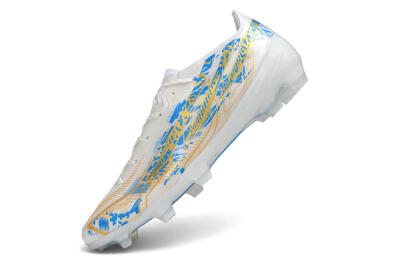 Adidas F50 Elite FG Firm Ground Soccer Cleats - White/Lucid Blue/Solar Gold