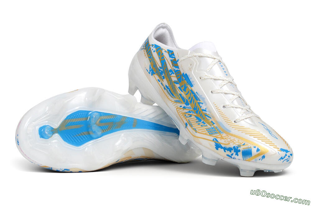 Adidas F50 Elite FG Firm Ground Soccer Cleats - White/Lucid Blue/Solar Gold 0