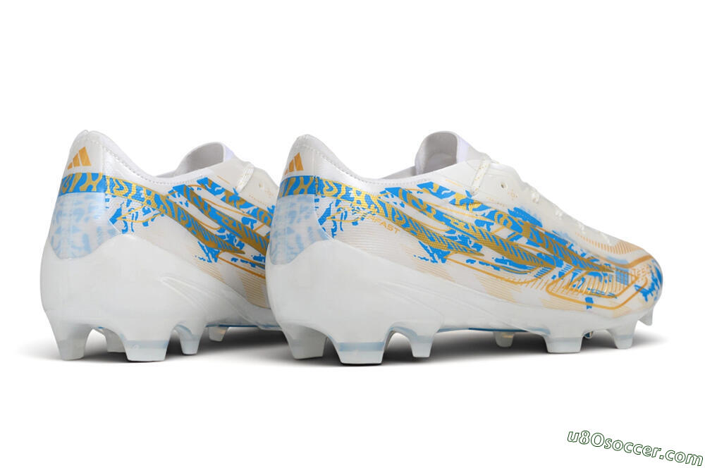 Adidas F50 Elite FG Firm Ground Soccer Cleats - White/Lucid Blue/Solar Gold 6