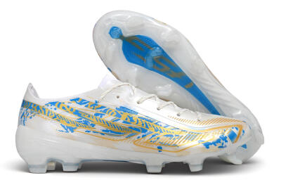 Adidas F50 Elite FG Firm Ground Soccer Cleats - White/Lucid Blue/Solar Gold