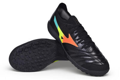 Mizuno Morelia Neo 4 TF Artificial Turf Soccer Shoes - Black/Black/Iridescent
