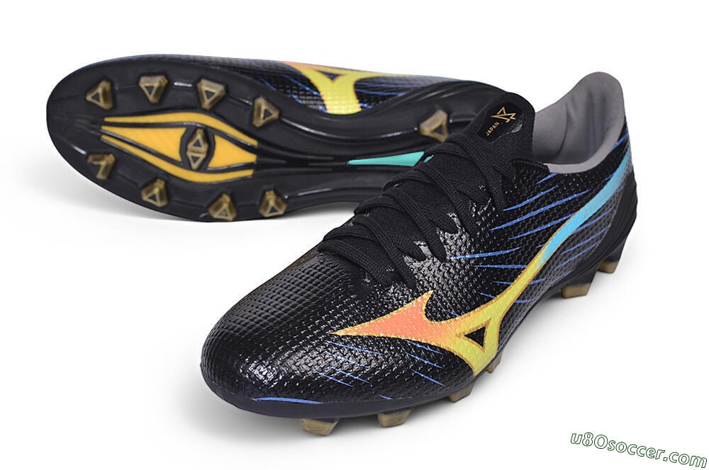 Mizuno Morelia Neo 4 FG Firm Ground Soccer Cleats - Black/Black/Solar Yellow 3