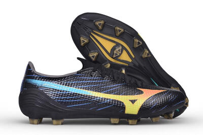 Mizuno Morelia Neo 4 FG Firm Ground Soccer Cleats - Black/Black/Solar Yellow