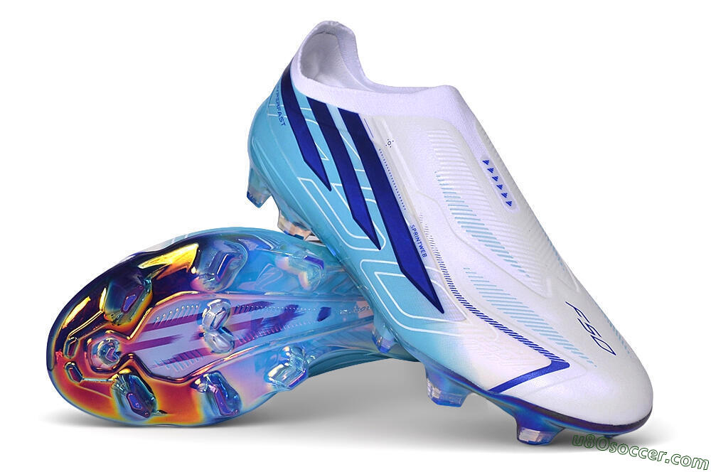 Adidas F50 Elite FG Firm Ground Soccer Cleats - White/Cloud White/Lucid Blue 4