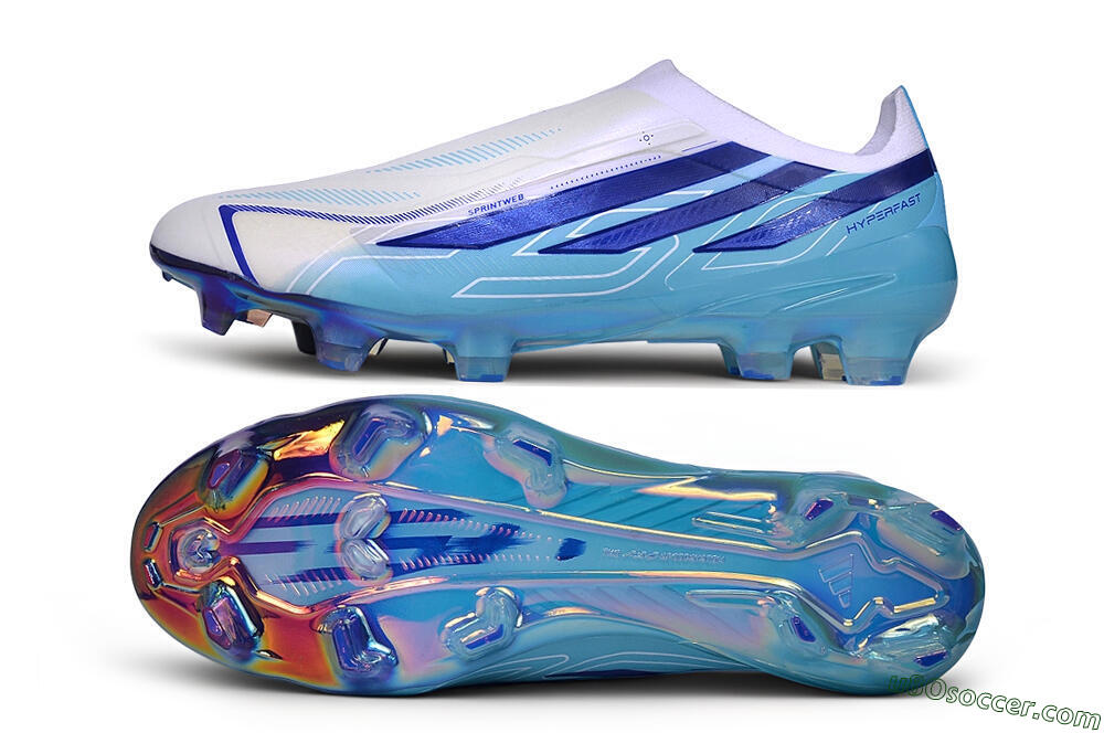 Adidas F50 Elite FG Firm Ground Soccer Cleats - White/Cloud White/Lucid Blue 0