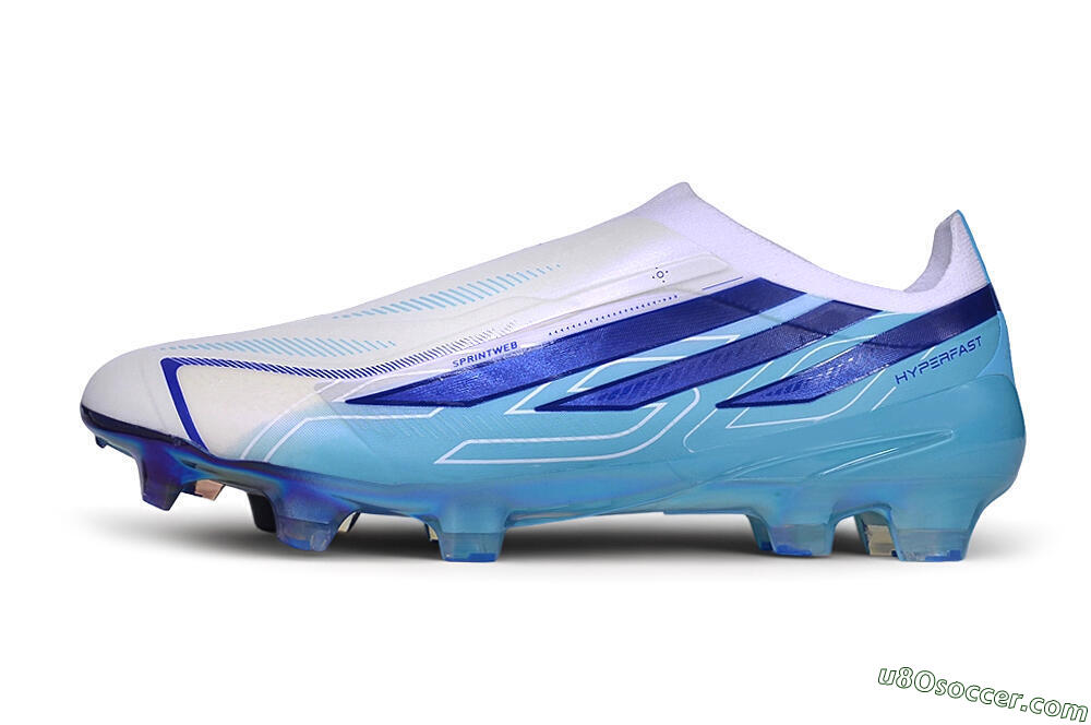 Adidas F50 Elite FG Firm Ground Soccer Cleats - White/Cloud White/Lucid Blue 2