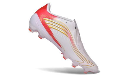 Adidas F50 Elite Laceless FG Firm Ground Soccer Cleats - White/Iridescent/Solar Red
