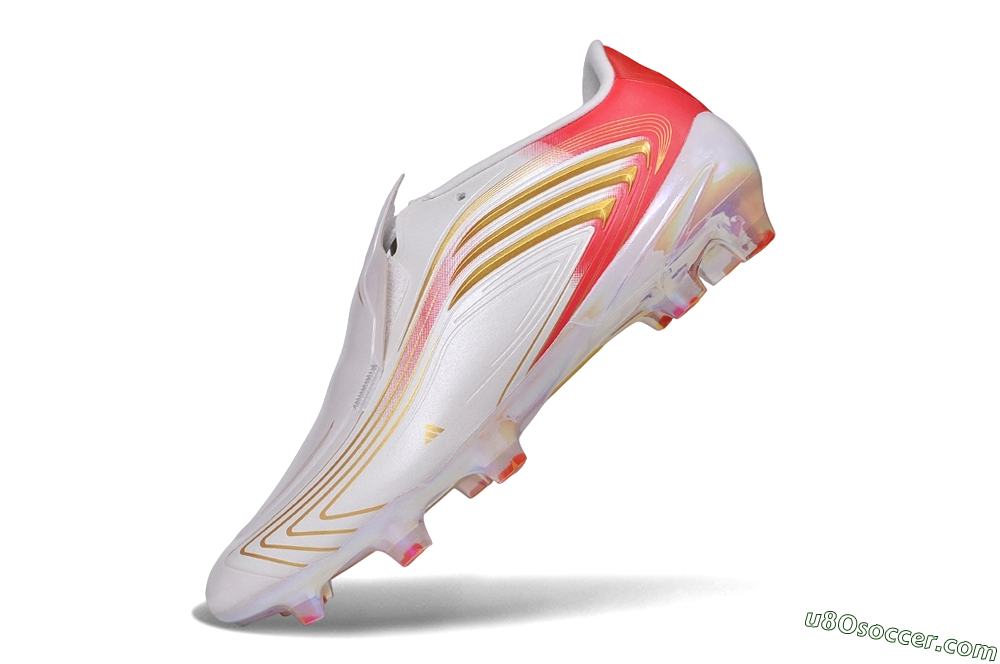 Adidas F50 Elite Laceless FG Firm Ground Soccer Cleats - White/Iridescent/Solar Red 6