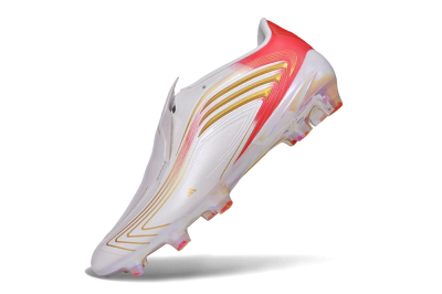 Adidas F50 Elite Laceless FG Firm Ground Soccer Cleats - White/Iridescent/Solar Red