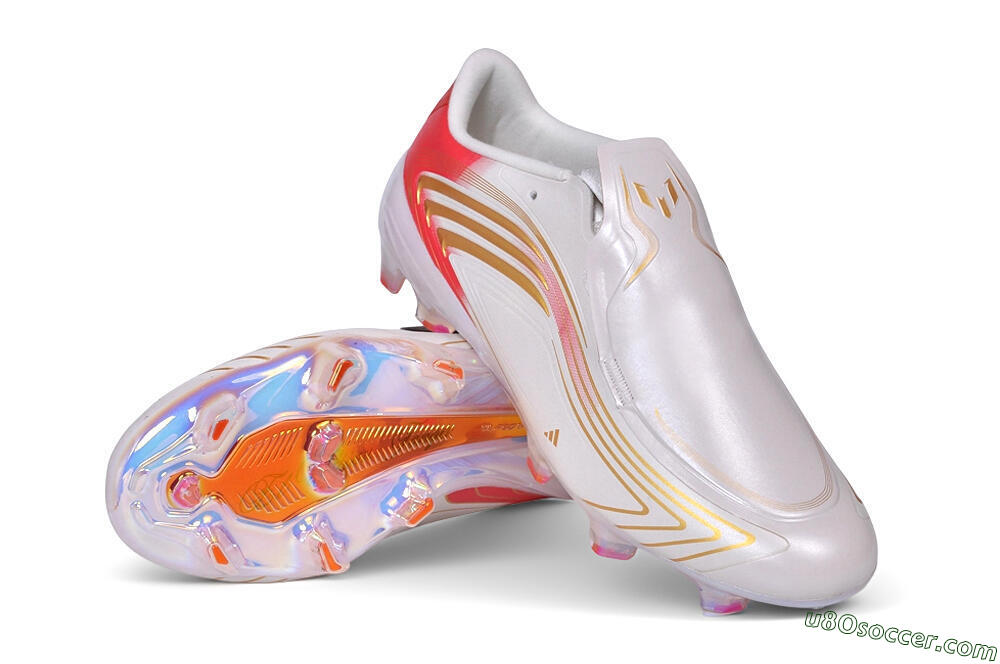 Adidas F50 Elite Laceless FG Firm Ground Soccer Cleats - White/Iridescent/Solar Red 4