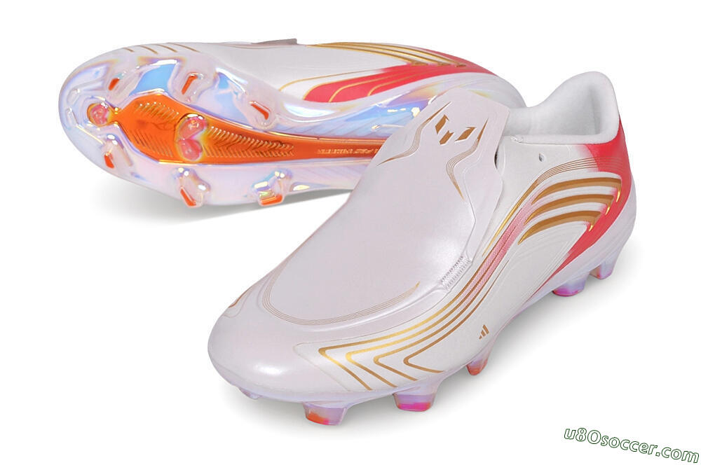 Adidas F50 Elite Laceless FG Firm Ground Soccer Cleats - White/Iridescent/Solar Red 3