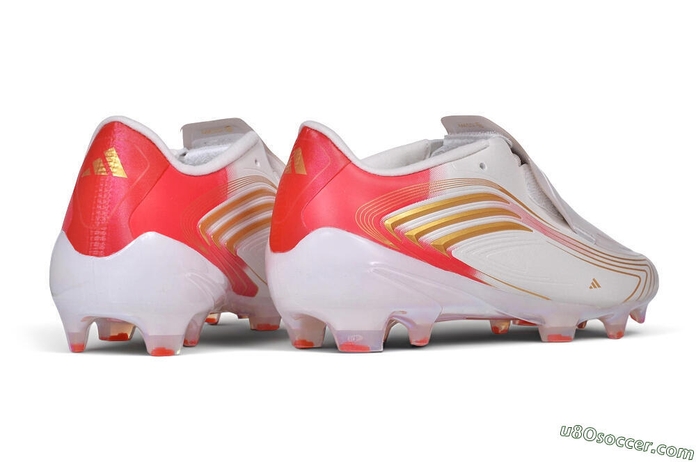 Adidas F50 Elite Laceless FG Firm Ground Soccer Cleats - White/Iridescent/Solar Red 7