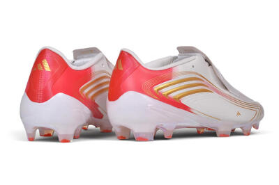 Adidas F50 Elite Laceless FG Firm Ground Soccer Cleats - White/Iridescent/Solar Red
