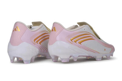 Adidas F50 Elite Laceless FG Firm Ground Soccer Cleats - White/Iridescent Pink/Metallic Gold