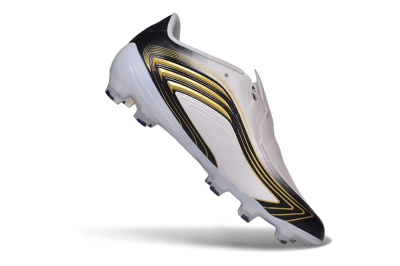 Adidas F50 Elite Laceless FG Firm Ground Soccer Cleats - White/Core Black/Metallic Gold