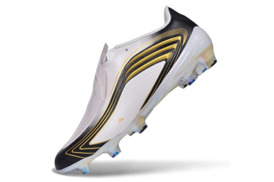 Adidas F50 Elite Laceless FG Firm Ground Soccer Cleats - White/Core Black/Metallic Gold