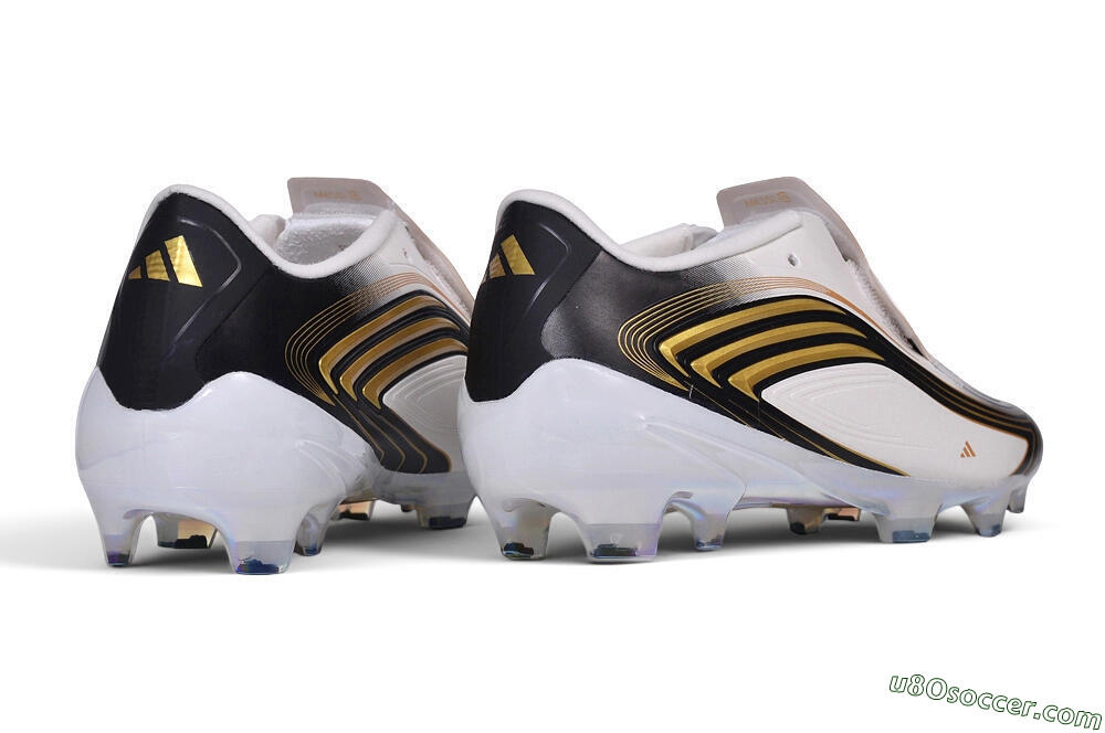 Adidas F50 Elite Laceless FG Firm Ground Soccer Cleats - White/Core Black/Metallic Gold 7