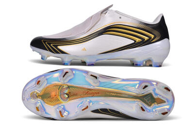 Adidas F50 Elite Laceless FG Firm Ground Soccer Cleats - White/Core Black/Metallic Gold