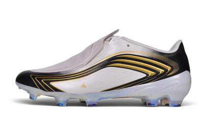 Adidas F50 Elite Laceless FG Firm Ground Soccer Cleats - White/Core Black/Metallic Gold