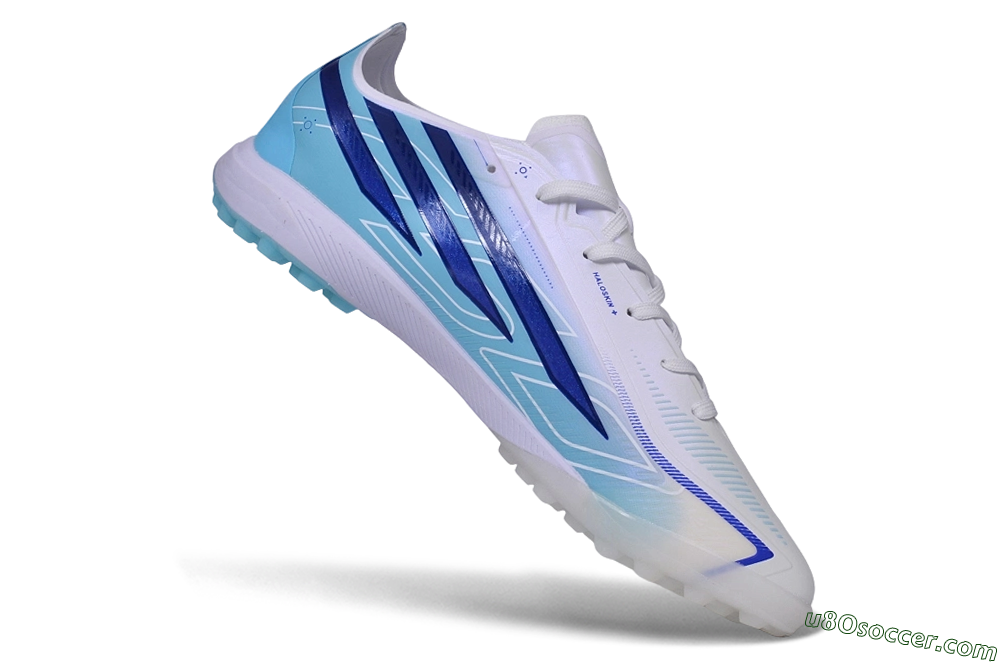 Adidas F50 Pro TF Artificial Turf Soccer Shoes - White/Lucid Blue/Aurora Black 5