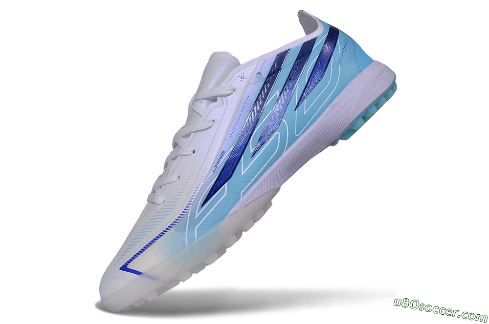 Adidas F50 Pro TF Artificial Turf Soccer Shoes - White/Lucid Blue/Aurora Black 6