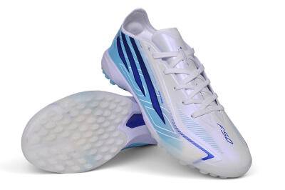 Adidas F50 Pro TF Artificial Turf Soccer Shoes - White/Lucid Blue/Aurora Black