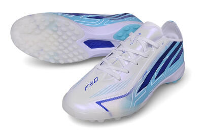 Adidas F50 Pro TF Artificial Turf Soccer Shoes - White/Lucid Blue/Aurora Black