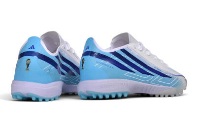 Adidas F50 Pro TF Artificial Turf Soccer Shoes - White/Lucid Blue/Aurora Black