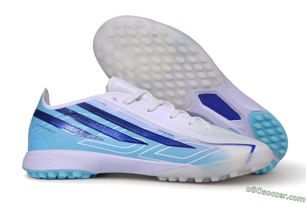 Adidas F50 Pro TF Artificial Turf Soccer Shoes - White/Lucid Blue/Aurora Black 1