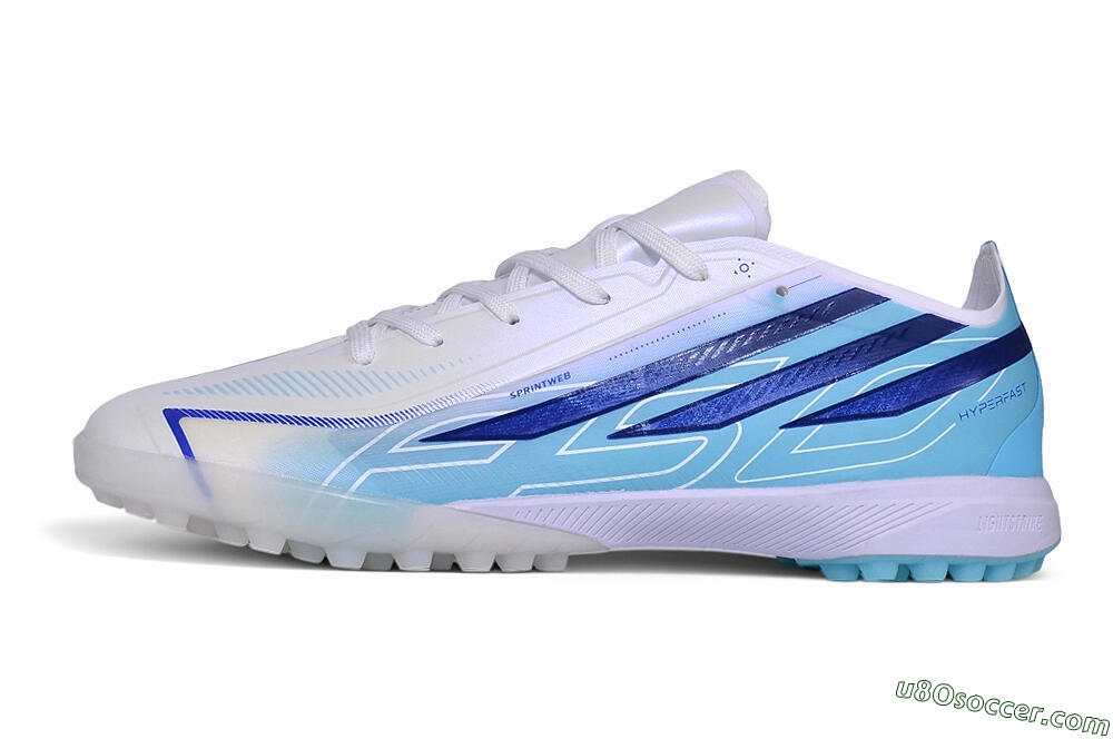 Adidas F50 Pro TF Artificial Turf Soccer Shoes - White/Lucid Blue/Aurora Black 2