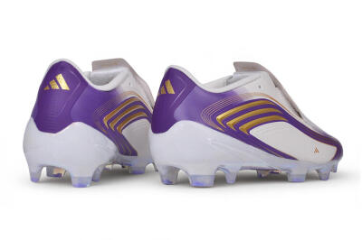 Adidas F50 Elite Laceless FG Firm Ground Soccer Cleats - White/Lucid Purple/Metallic Gold