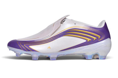 Adidas F50 Elite Laceless FG Firm Ground Soccer Cleats - White/Lucid Purple/Metallic Gold