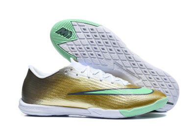 Nike Air Zoom Mercurial Vapor 17 Elite IC Indoor & Futsal Soccer Shoes - Gold/Metallic Gold/Mint Green