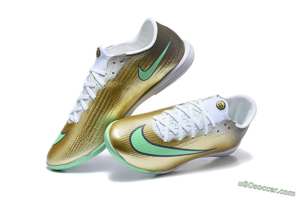 Nike Air Zoom Mercurial Vapor 17 Elite IC Indoor & Futsal Soccer Shoes - Gold/Metallic Gold/Mint Green 6