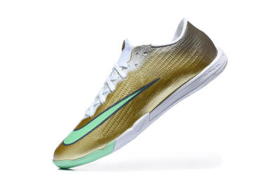 Nike Air Zoom Mercurial Vapor 17 Elite IC Indoor & Futsal Soccer Shoes - Gold/Metallic Gold/Mint Green