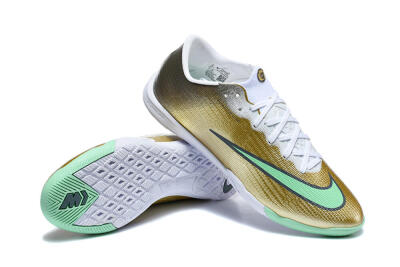 Nike Air Zoom Mercurial Vapor 17 Elite IC Indoor & Futsal Soccer Shoes - Gold/Metallic Gold/Mint Green