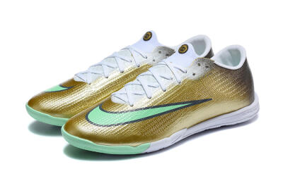 Nike Air Zoom Mercurial Vapor 17 Elite IC Indoor & Futsal Soccer Shoes - Gold/Metallic Gold/Mint Green