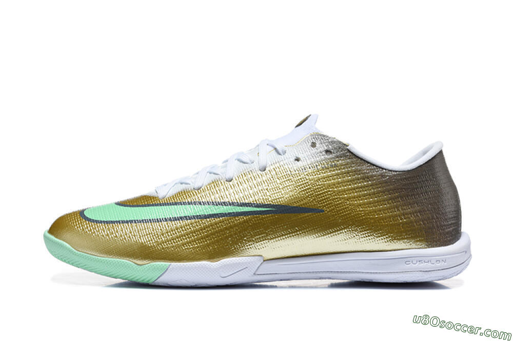 Nike Air Zoom Mercurial Vapor 17 Elite IC Indoor & Futsal Soccer Shoes - Gold/Metallic Gold/Mint Green 2